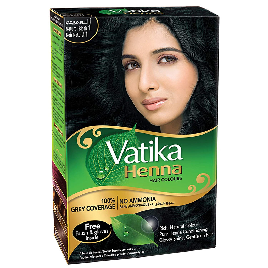 BELI VATIKA HENNA HAIR COLOUR NATURAL HAIR DYE NATURAL BLACK 6 SACHET CAT RAMBUT ORIGINAL NEW